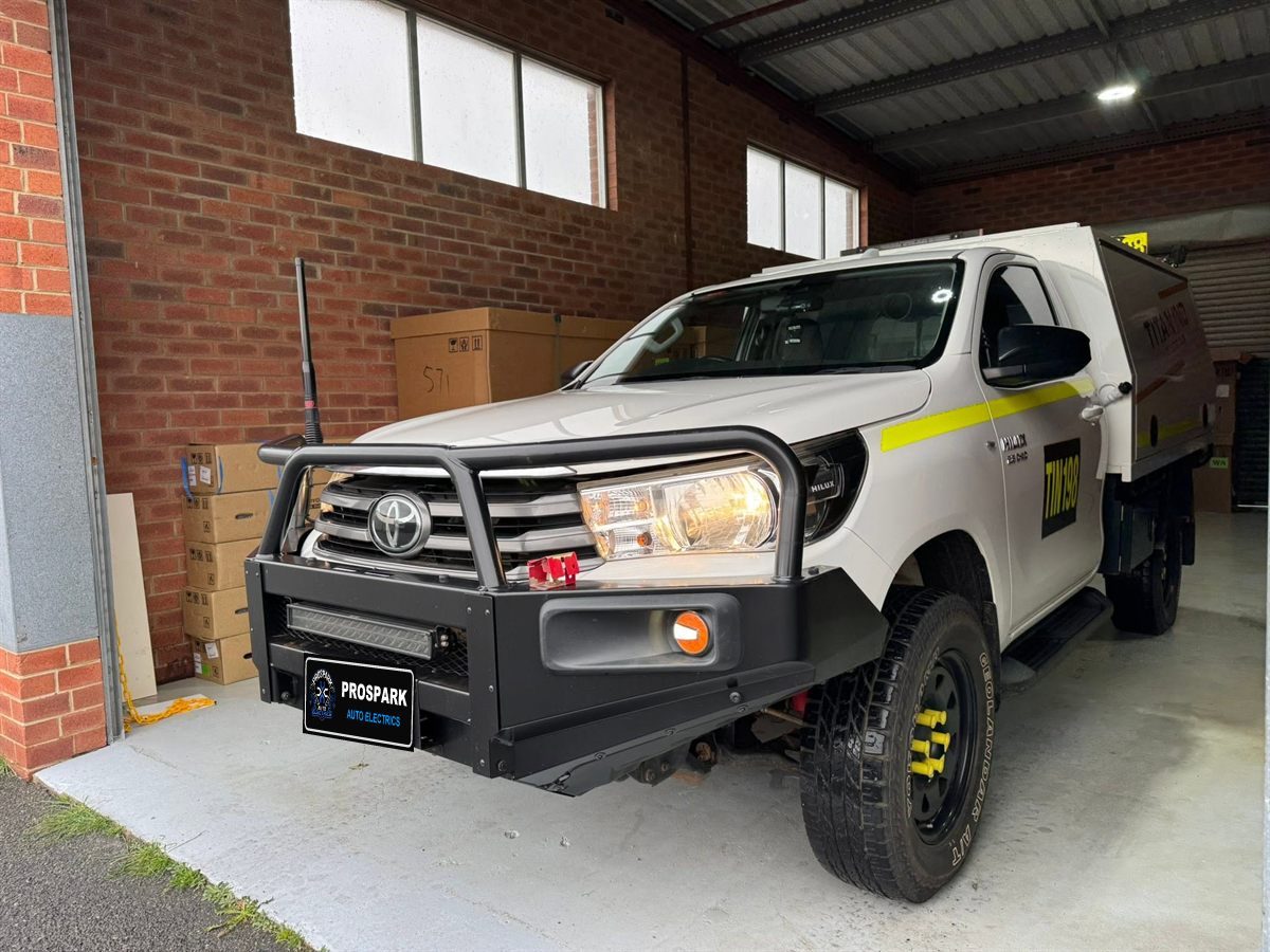 Hilux service body with bullbar and LED light bar