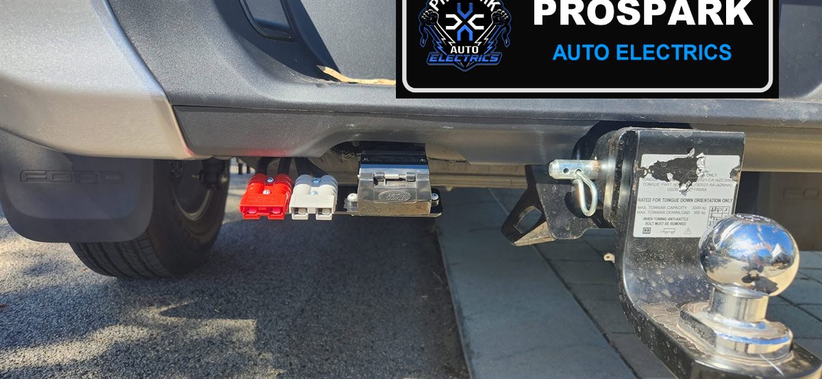Ford Ranger towbar with twin Anderson plugs and a trailer socket